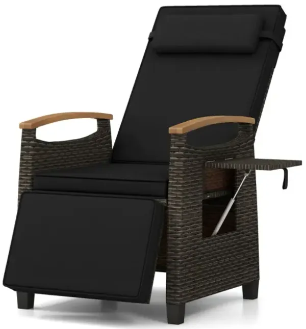 Patio Wicker Recliner Chair with Adjustable Backrest and Footrest