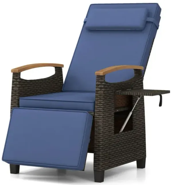 Patio Wicker Recliner Chair with Adjustable Backrest and Footrest