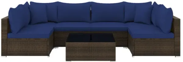 7 Pieces Patio Rattan Furniture Set with Sectional Sofa Cushions