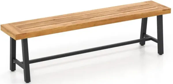 63 Inch 3-Person Acacia Patio Wood Outdoor Backless Bench