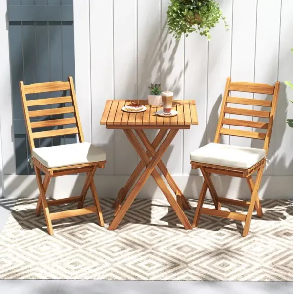 Folding Chair Table Set with Soft Seat Cushions and Table