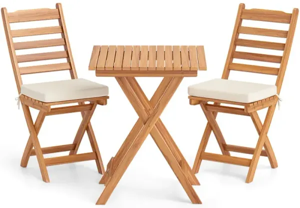 Folding Chair Table Set with Soft Seat Cushions and Table