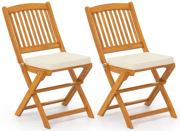 Outdoor Folding Chairs with Seat Cushions Set of 2