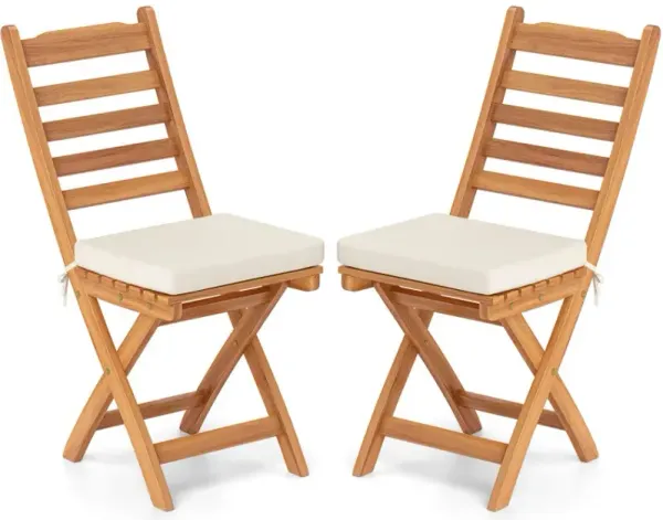 Patio Folding Chairs Set of 2 with Soft Seat Cushion
