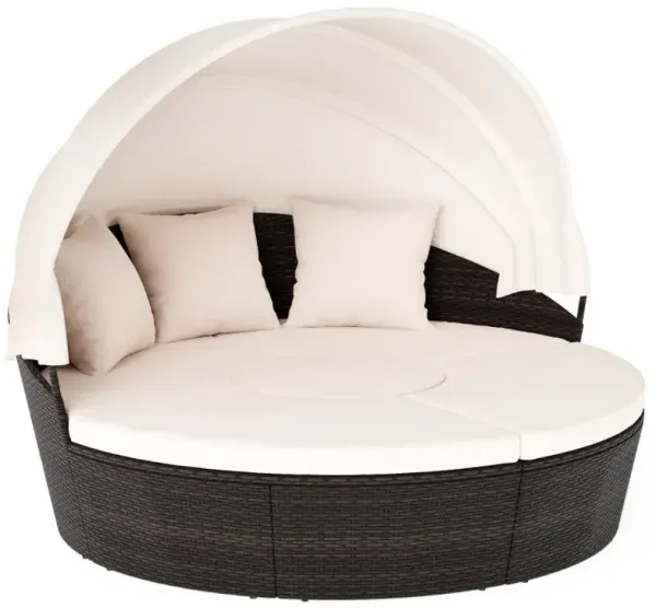 Patio Round Daybed with Retractable Canopy