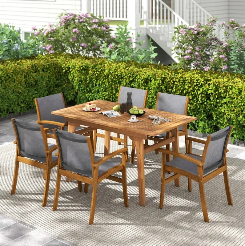 9 Pieces Outdoor Acacia Wood Patio Dining Set for 6-8