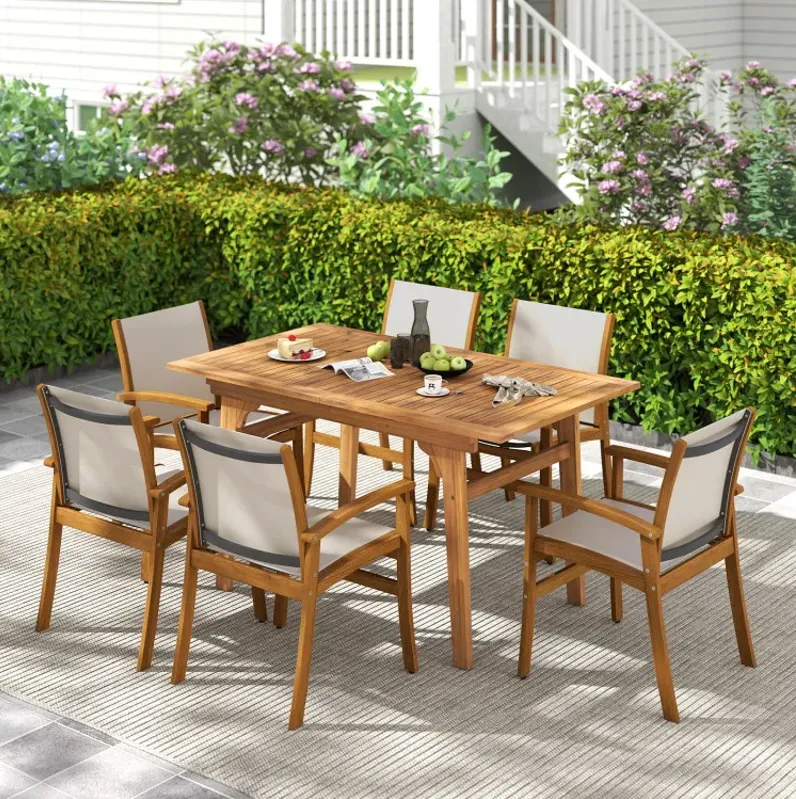 9 Pieces Outdoor Acacia Wood Patio Dining Set for 6-8