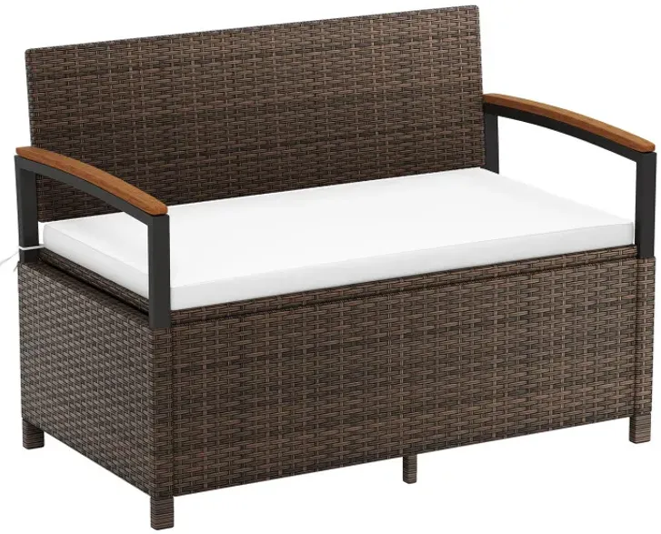 Outdoor Storage Bench Deck Box Patio Furniture with Cushion