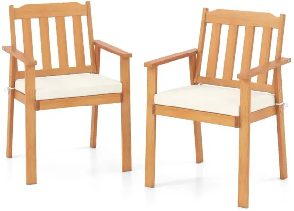 2 Pieces Patio Dining Chairs Outdoor Acacia Wood Chairs