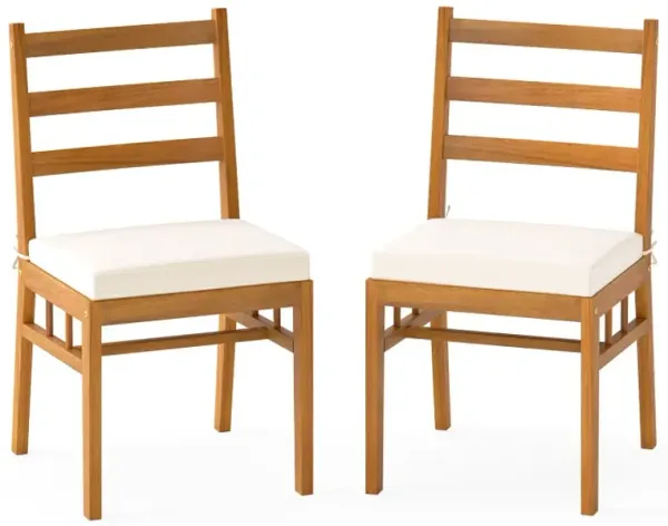 Solid Acacia Wood Patio Chair Set of 2 Armless Chair