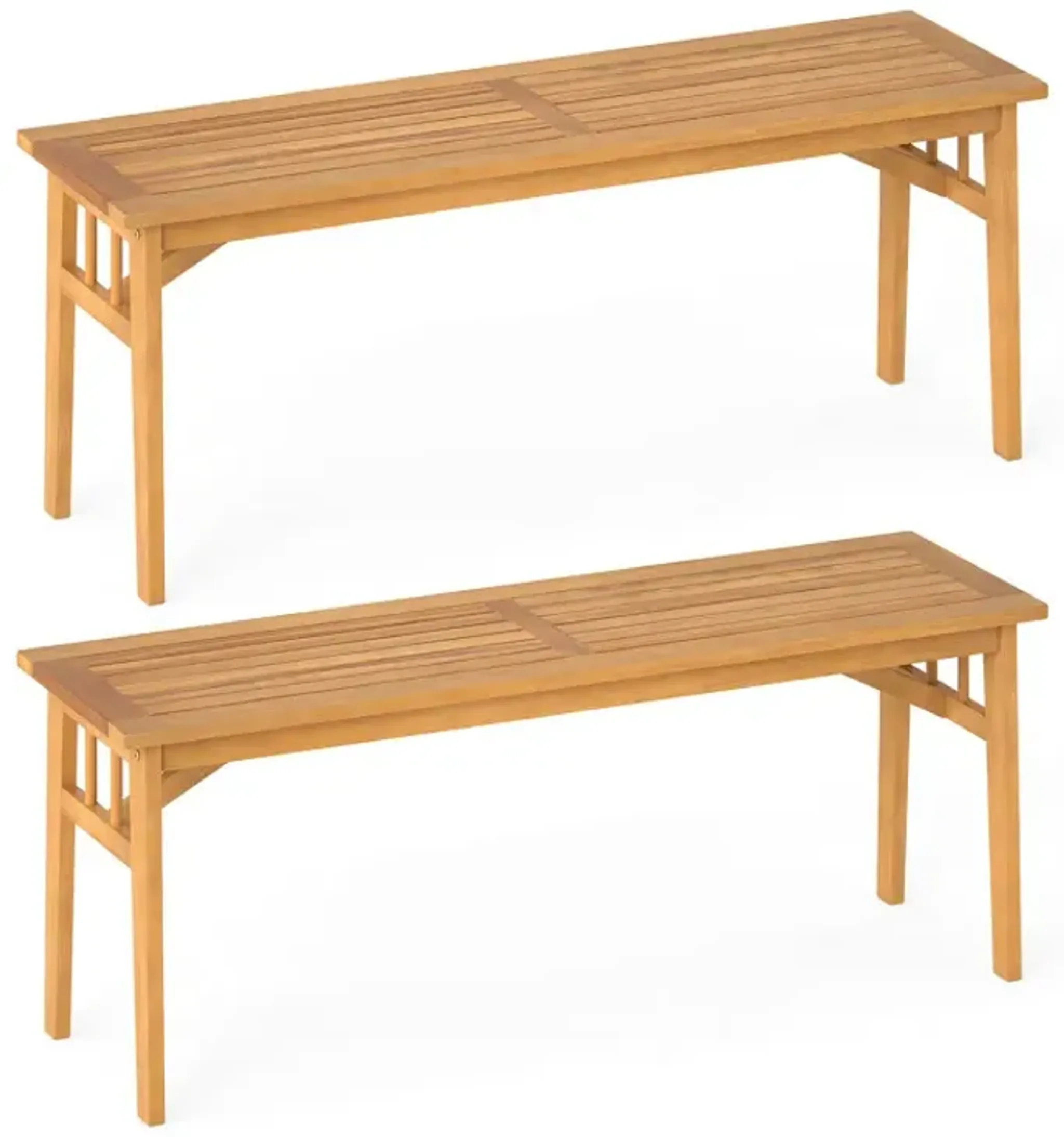 48 Inches Acacia Wood Bench with Breathable Slat Seat and Stable ...