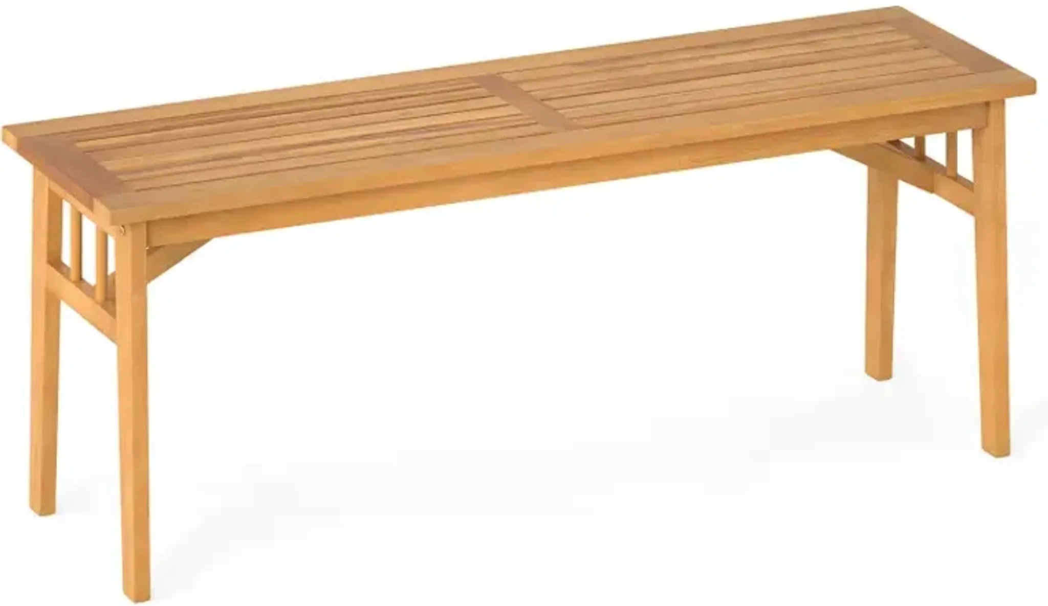 48 Inches Acacia Wood Bench with Breathable Slat Seat and Stable ...