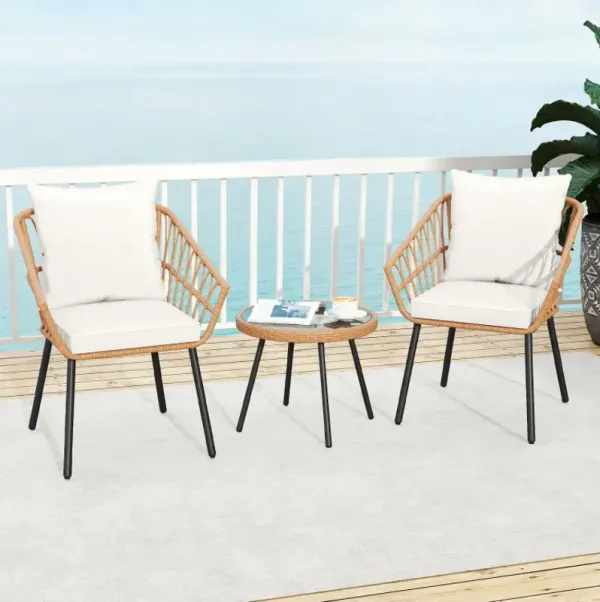 3 Piece Patio Bistro Set with Heavy Duty Metal Frame