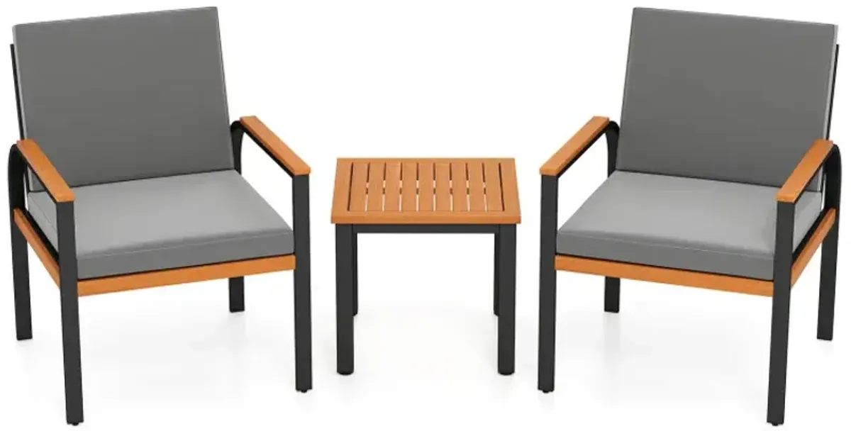 3 Piece Patio Furniture Set Outdoor Conversation Set with Coffee Table