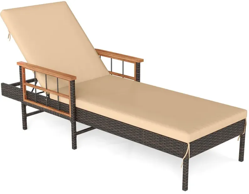 Outdoor Reclining Lounger Chair with 4-Level Adjustable Backrest