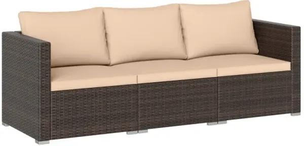 3 Pieces Outdoor Sectional Sofa Set with Soft Cushions