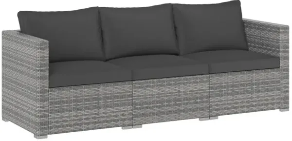3 Pieces Patio Sectional Sofa Set PE Rattan Modular Couch Furniture Set with Soft Cushions
