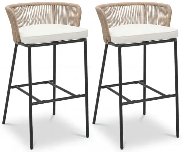 Bar Height Woven Rope Patio Chairs Set of 2