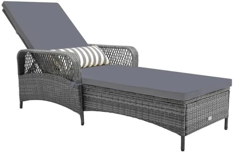 Outdoor Chaise Lounge Chair Patio Recliner with 6-level Backrest