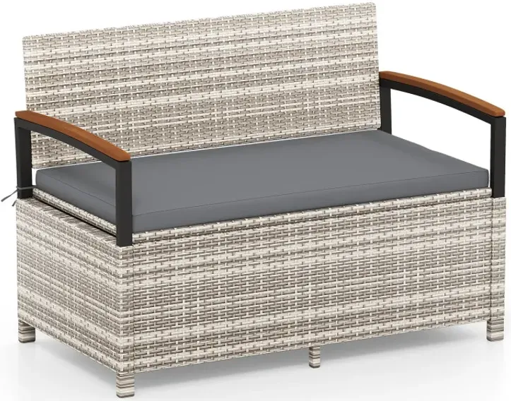 Outdoor Storage Bench Deck Box Patio Furniture with Cushion
