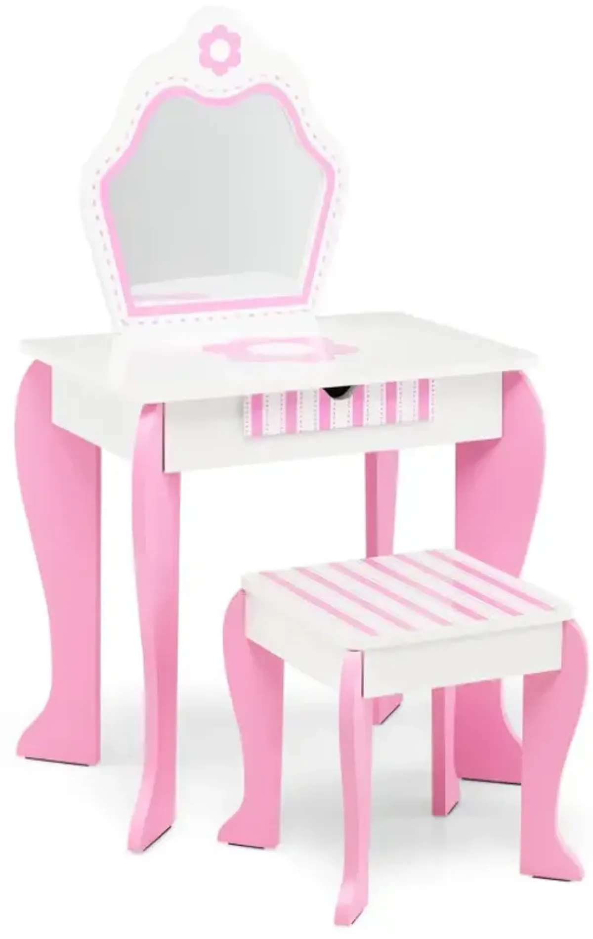 2-in-1 Toddler Vanity Set with Detachable Top and Cute Flower Patterns