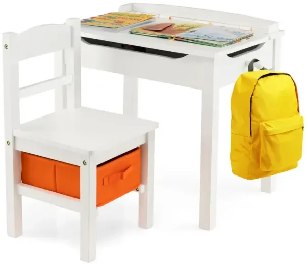 Wood Activity Kids Table and Chair Set with Storage Space
