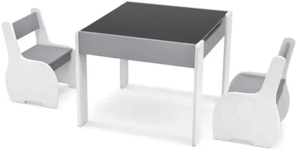 4-in-1 Wooden Activity Kids Table and Chairs with Storage and Detachable Blackboard