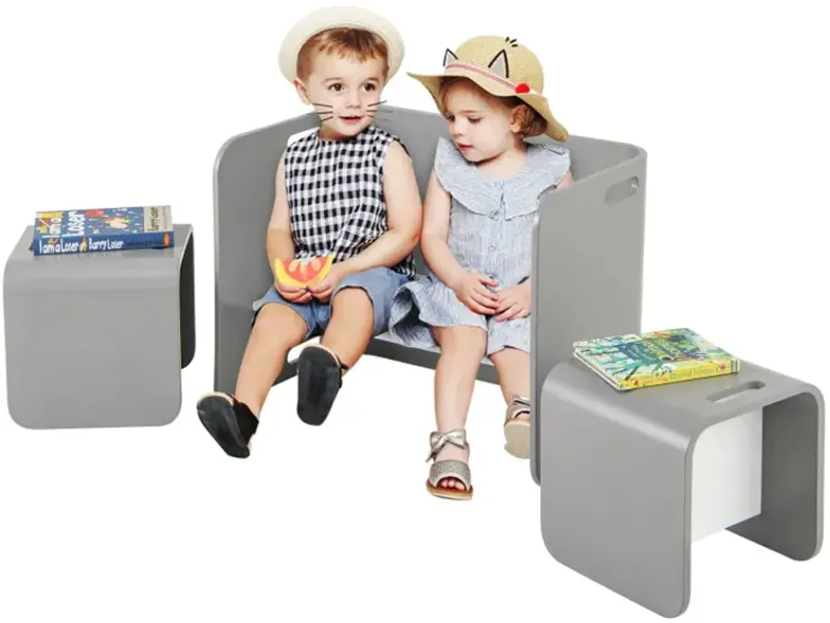 3 Pieces Kids Wooden Table and Chair Set