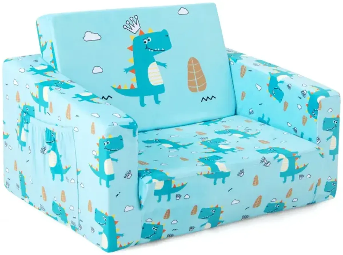Kids Recliner Sofa Converts to Sleeper Bed for Boys Girls
