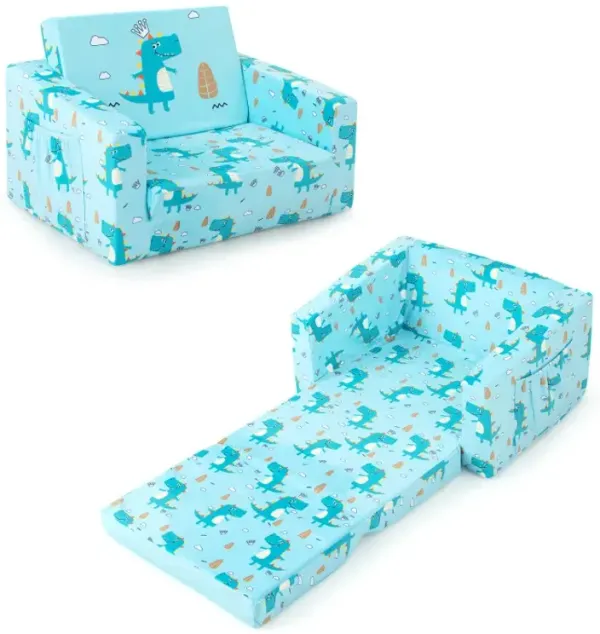 Kids Recliner Sofa Converts to Sleeper Bed for Boys Girls