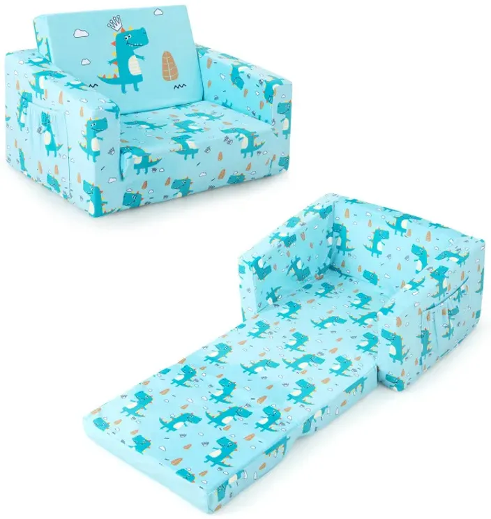 Kids Recliner Sofa Converts to Sleeper Bed for Boys Girls