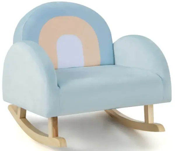 Toddler Rocking Chair with Solid Rubber Wood Frame Soft Velvet Cover
