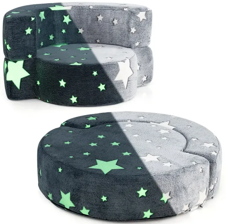 2-in-1 Convertible Glow in the Dark Kids Sofa with Removable Washable Cover