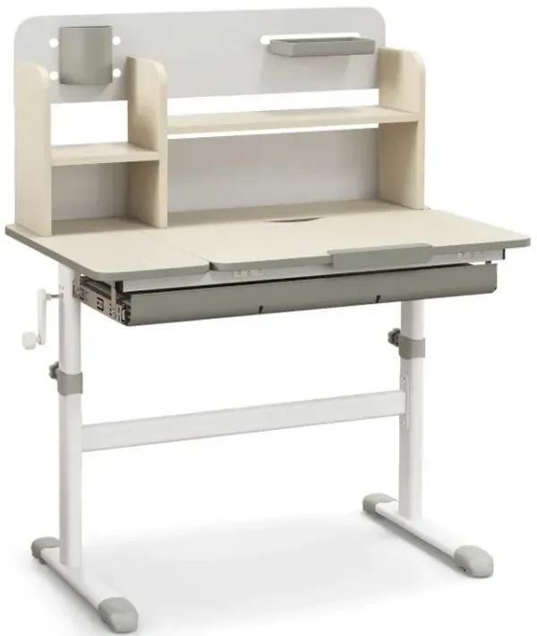 Height Adjustable Kids Study Desk with Tilt Desktop for 3-12 Years Old