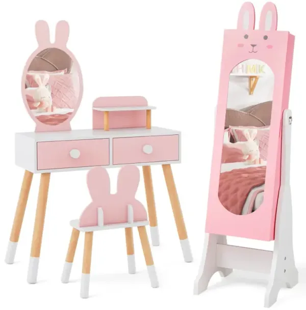 Kids Room Furniture Set with Princess Vanity Table and Chair