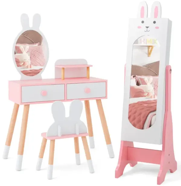 Kids Room Furniture Set with Princess Vanity Table and Chair