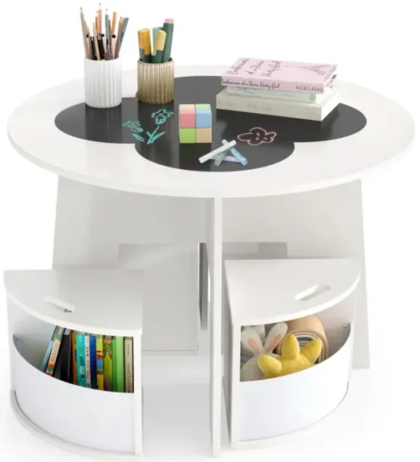 5 PCS Kids Table and Chair Set with Storage Stools for Activity