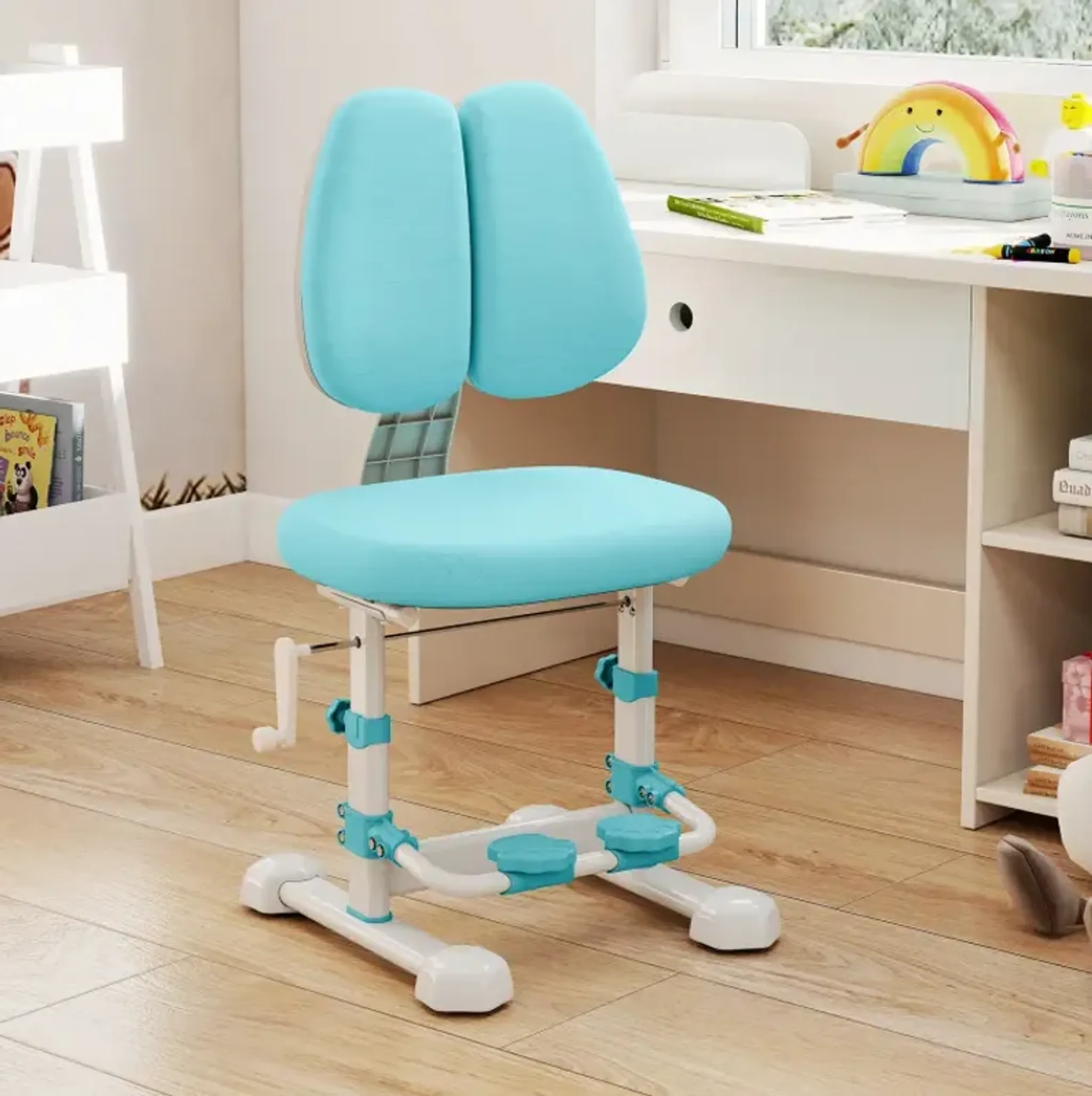 Kids Study Chair With Adjustable Double Backrest And Footrest Costway ...