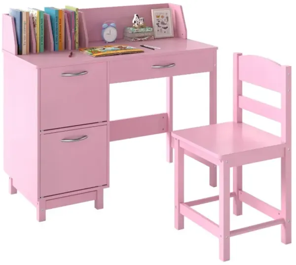 Wooden Kids Study Desk and Chair Set Student Workstation