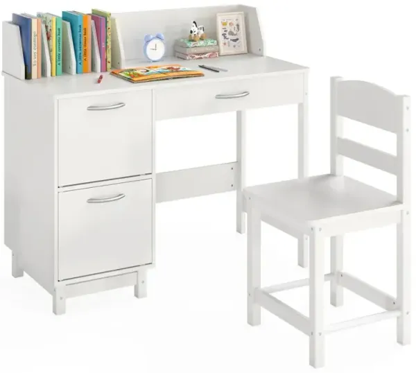 Wooden Kids Study Desk and Chair Set Student Workstation