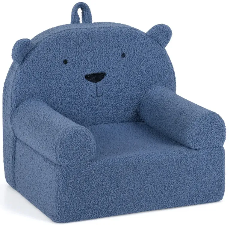 Kids Bear Sofa Toddler Foam Couch with Soft Fleece Fabric Cover