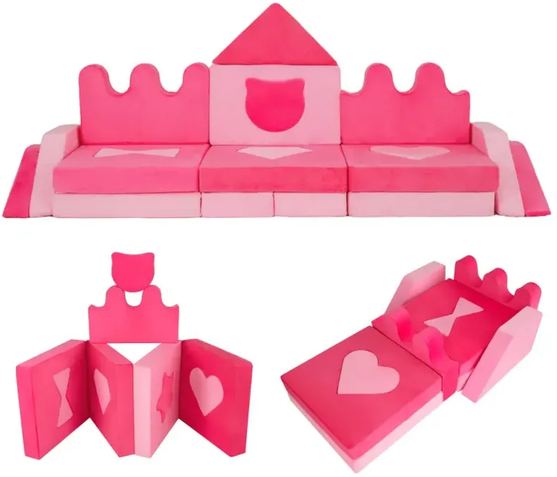 14 Piece Kids Play Couch Modular Foam Climbing Blocks for Kids 3+ Years Old