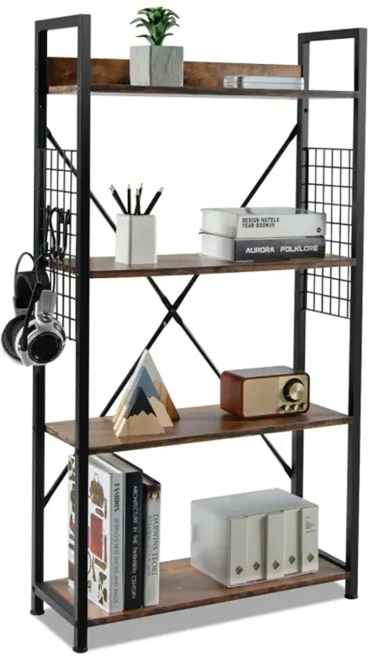 4 -Tier Industrial Open Storage Bookshelf