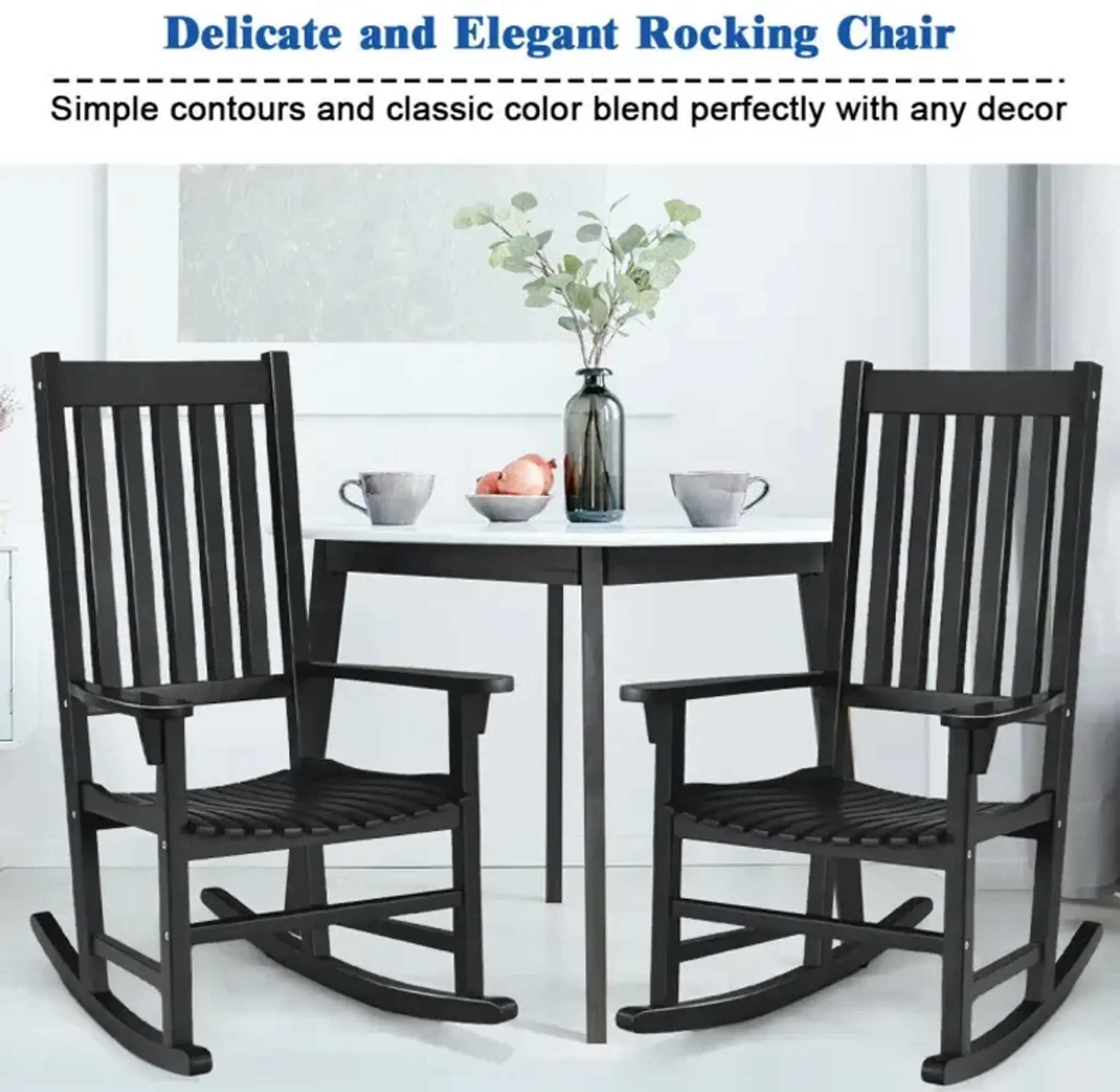Indoor Outdoor Wooden High Back Rocking Chair Costway | Furniture.com