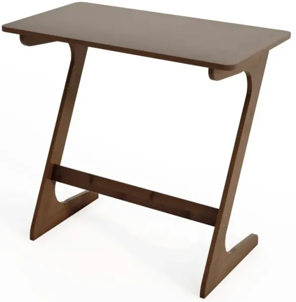 Bamboo Z-Shaped Spacious Sofa Side Table with Space-Saving Tabletop