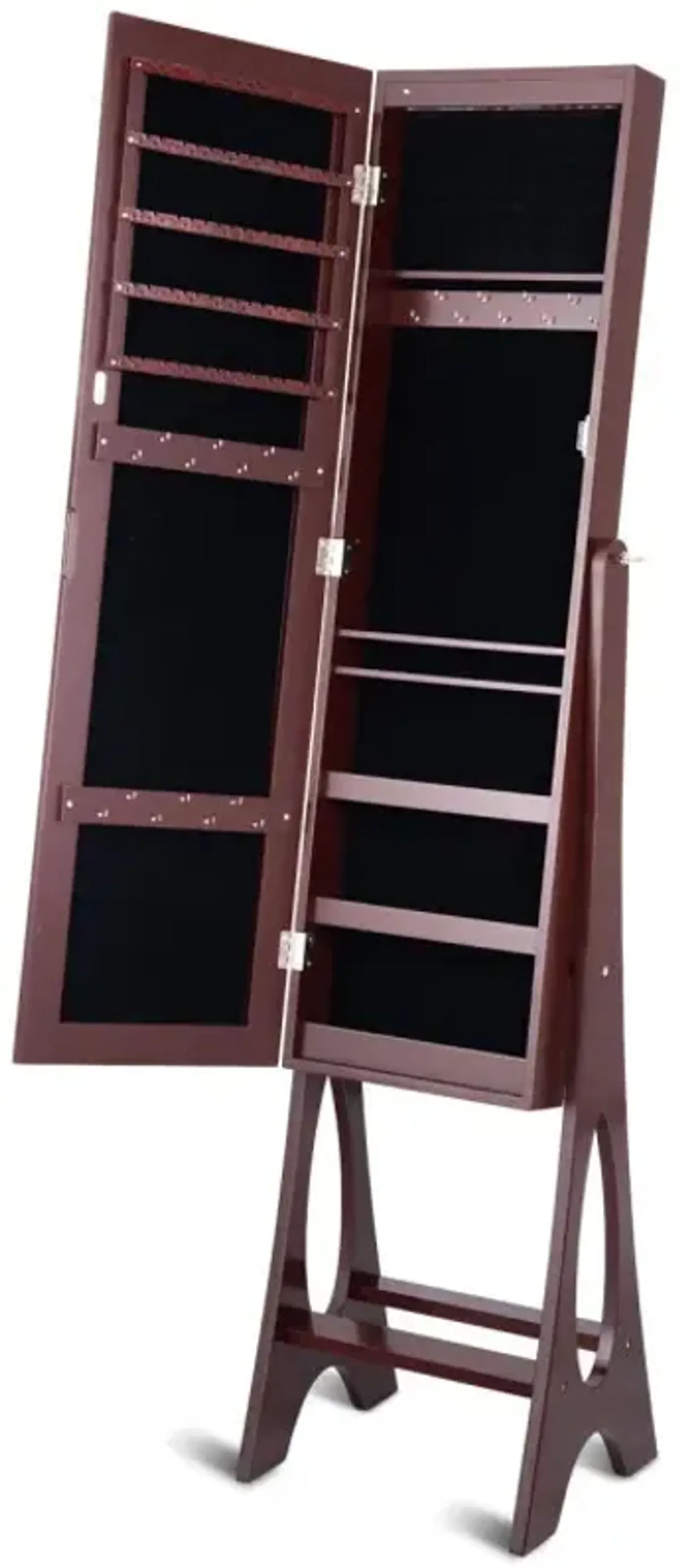 Freestanding Jewelry Cabinet Armoire Organizer with Bevel Edge Mirror