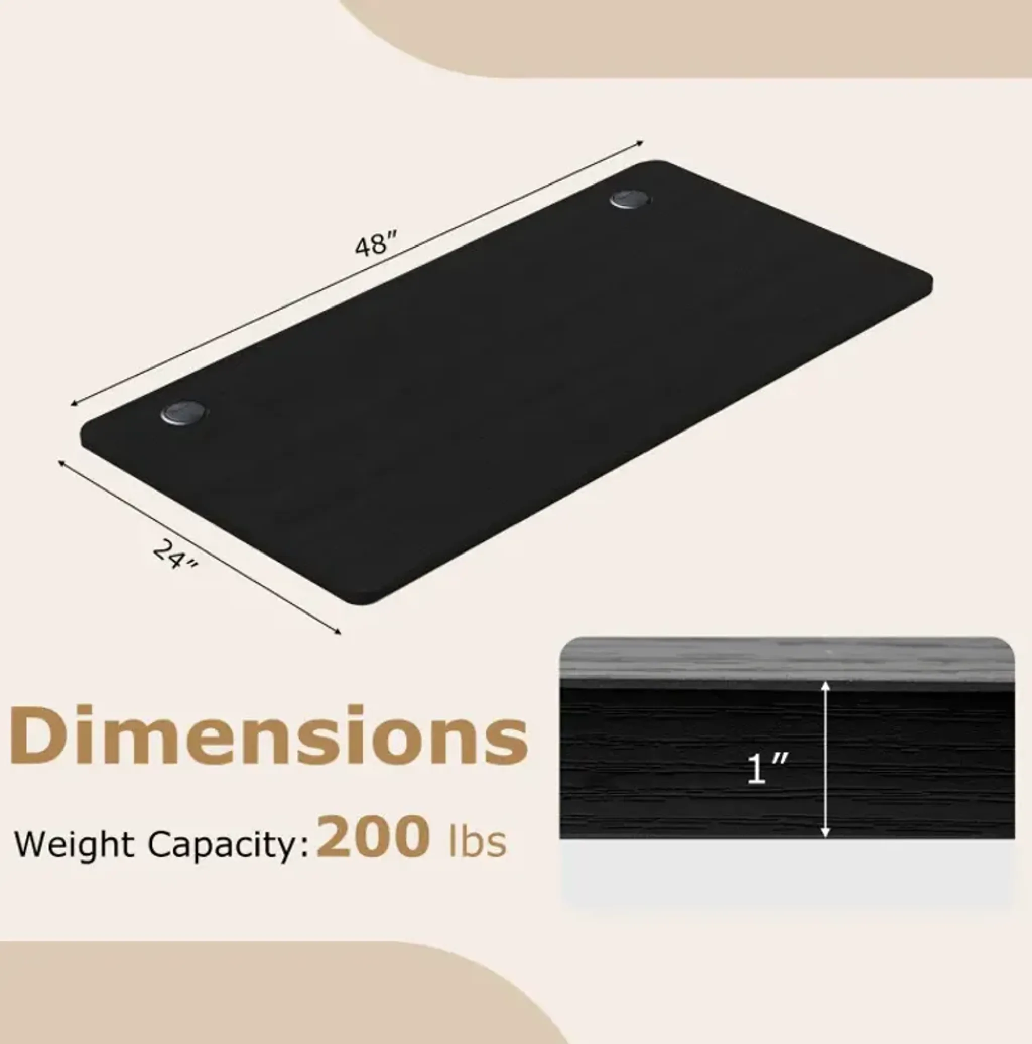 Universal Tabletop 48 X 24 Inch One Piece Desktop For Standard And Sit ...