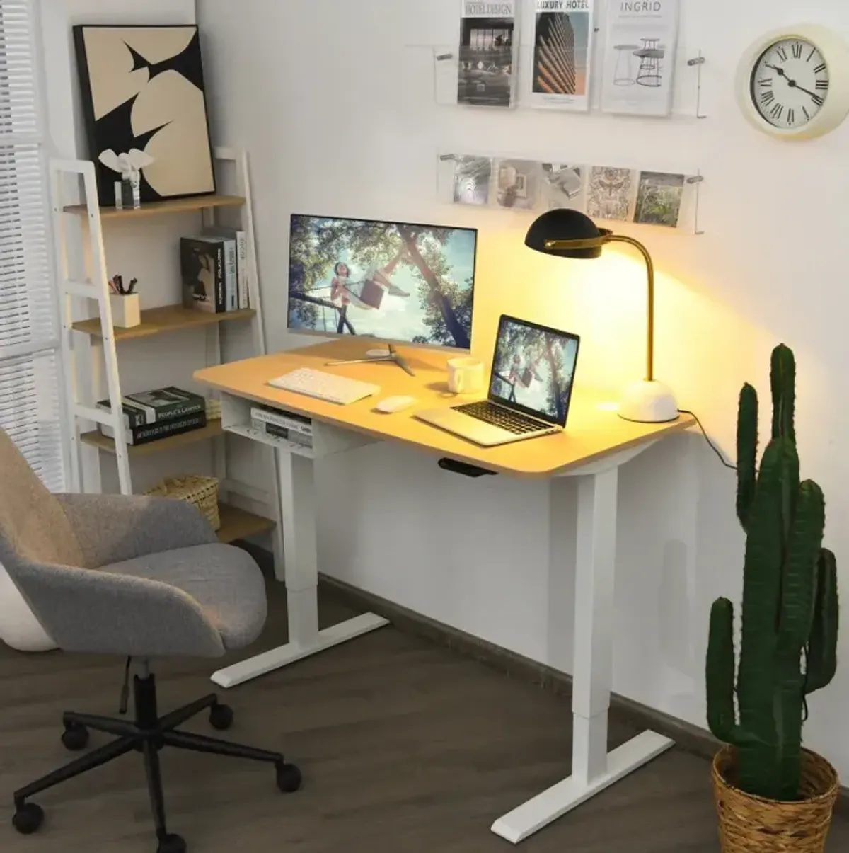 48-Inch Electric Standing Adjustable Desk with Control Panel and USB Port