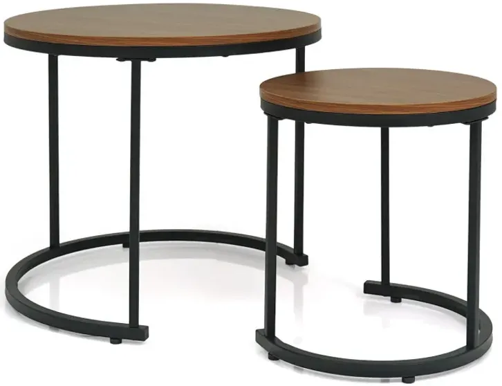 Set of 2 Modern Round Stacking Nesting Coffee Tables for Living Room