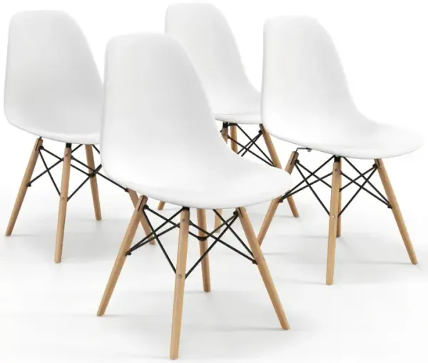 Set of 4 Modern Armless Dining Chairs Plastic Chairs with Wood Legs
